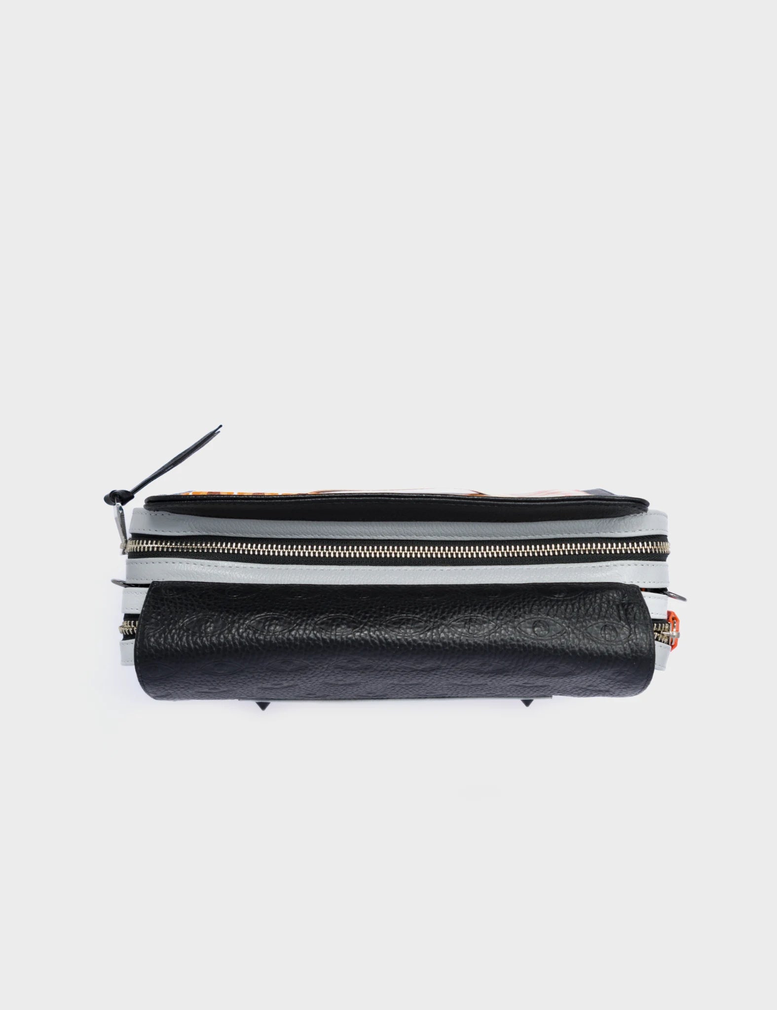 Cael Reversible Black And Grey Shoulder Bag - Groovy Rainbow Design - Top