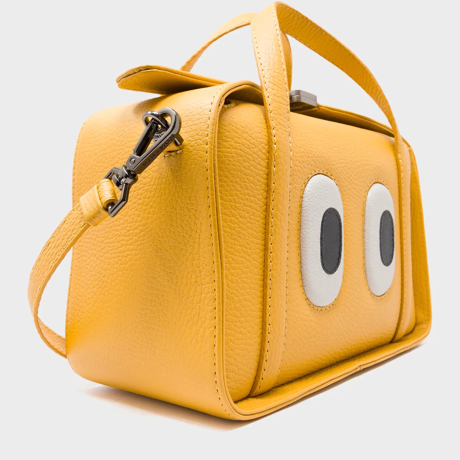 Benji Medium Crossbody Golden Glow Leather Bag - Look Up 👀 - Side View