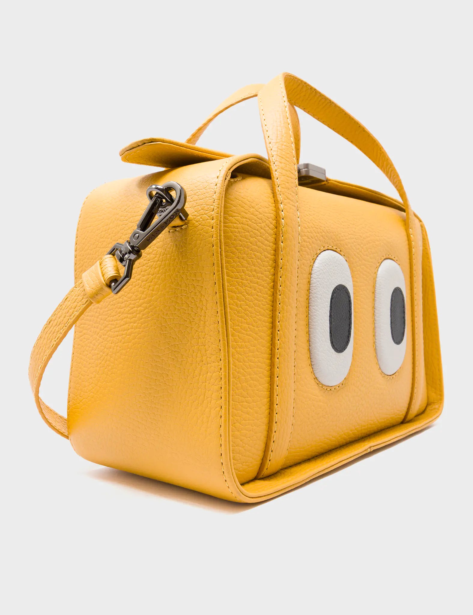 Benji Medium Crossbody Golden Glow Leather Bag - Look Up 👀 - Side View