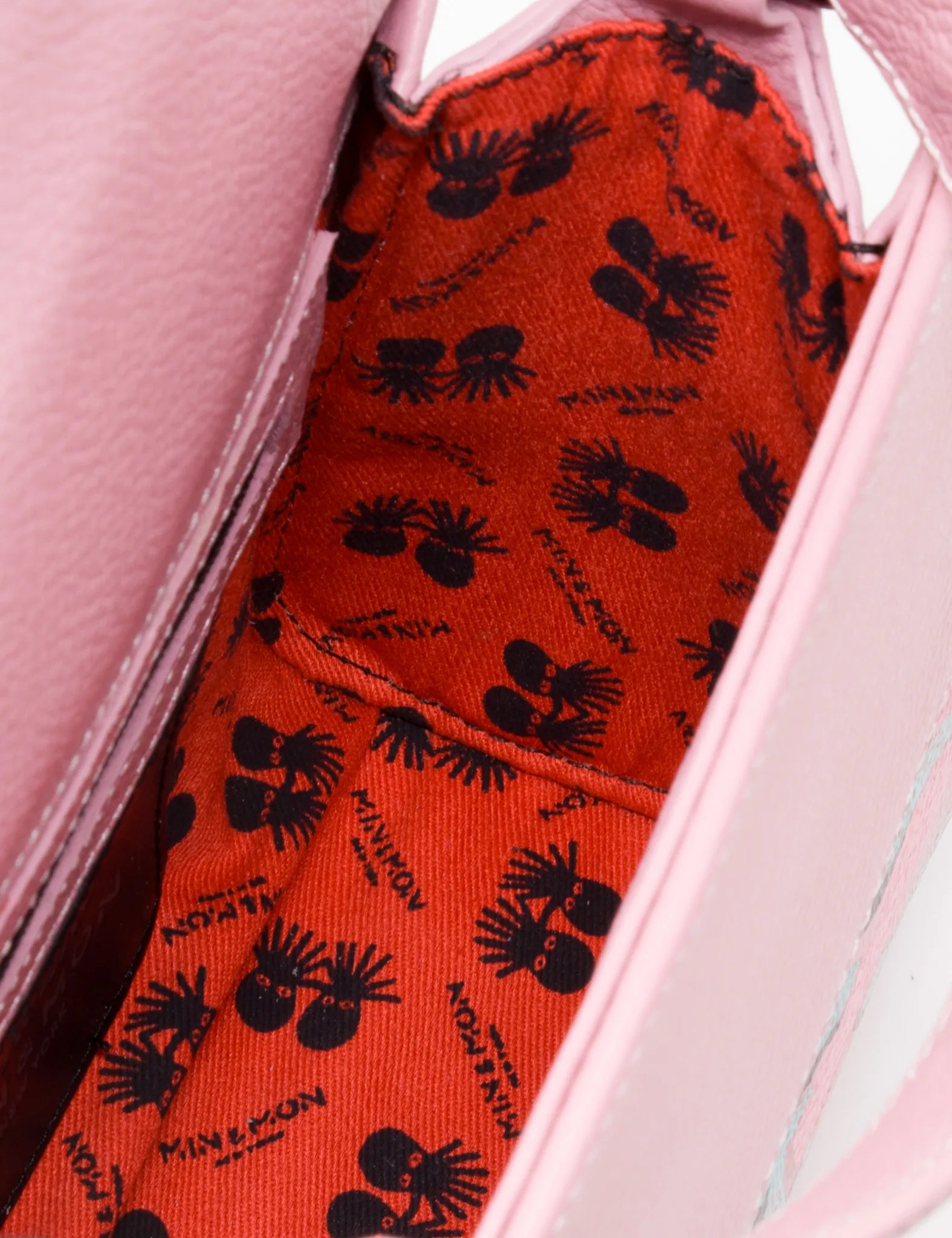Micro Crossbody Handbag Blush Pink Leather - Tiger and Snake Print -  Inside