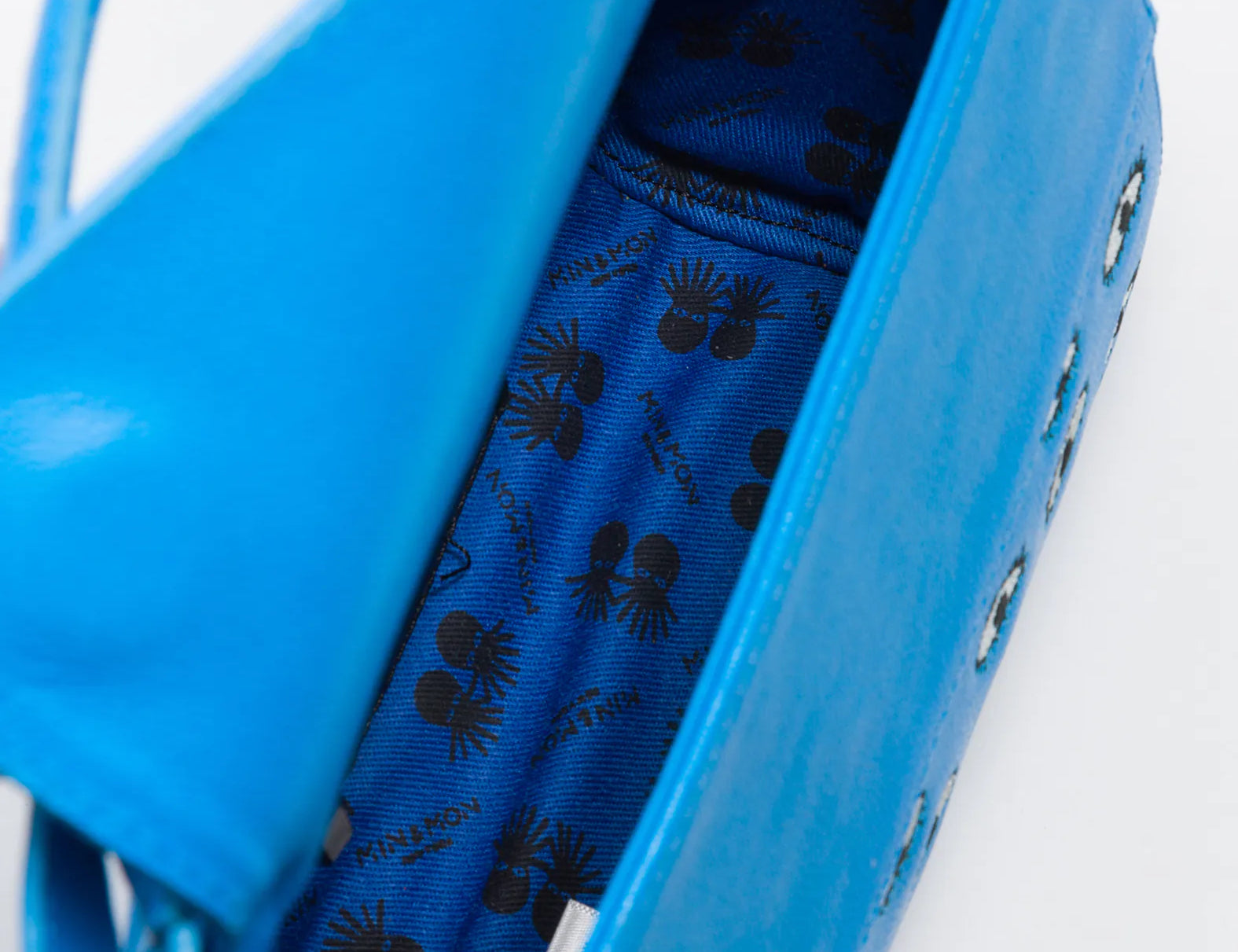 Anastasio Micro Crossbody Handbag Hawaii Blue Leather - Eyes Embroidery - Inside