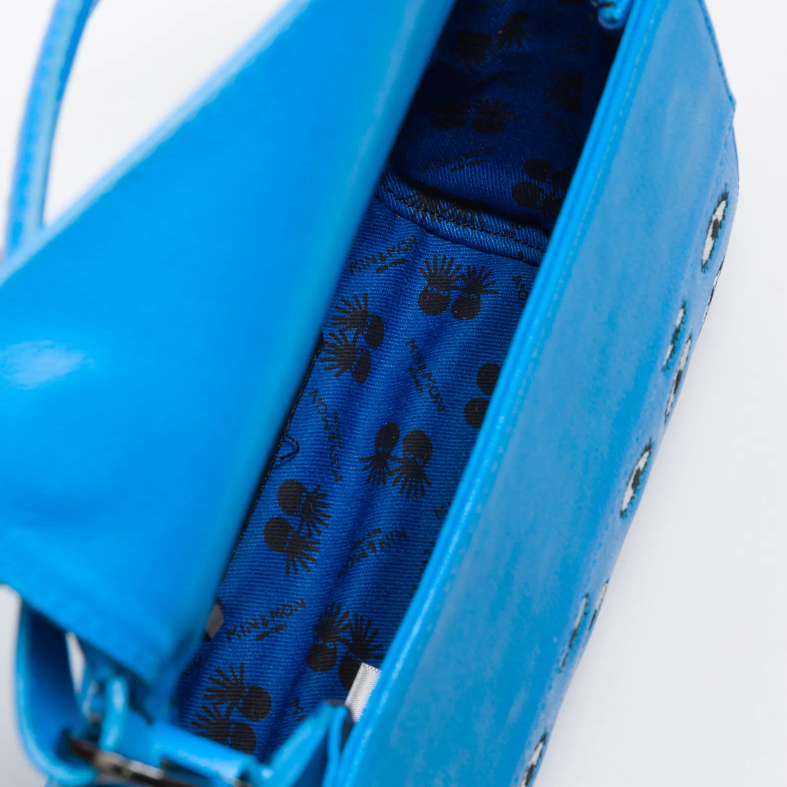 Anastasio Micro Crossbody Handbag Hawaii Blue Leather - Eyes Embroidery - Inside
