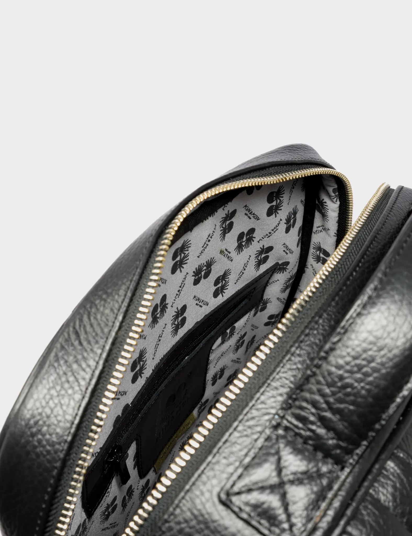 Black Leather Backpack Medium - Tiger and Snake Print - Inside 