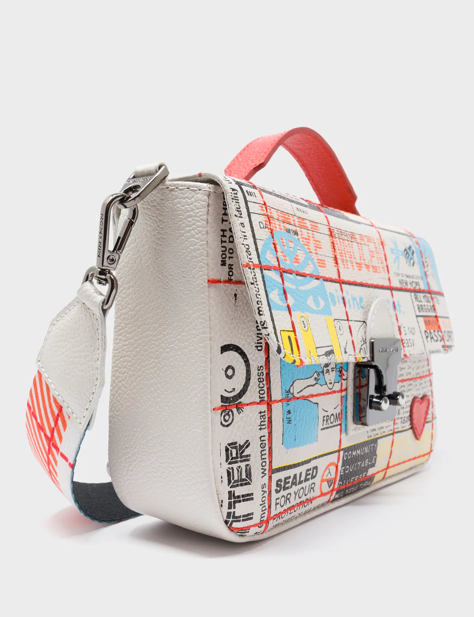 Amantis Cream Leather Crossbody Mini Handbag - Kind Type Design - Side Corner View