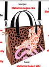 Simon Baked City Brown Leather Small Handbag - Surreal Tiger Print