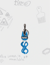 Cosmic Cat Charm - Blue Leather Keychain