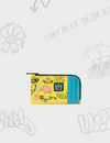 Fausto Light Yellow Leather Zip-around Cardholder - Urban Doodles Print