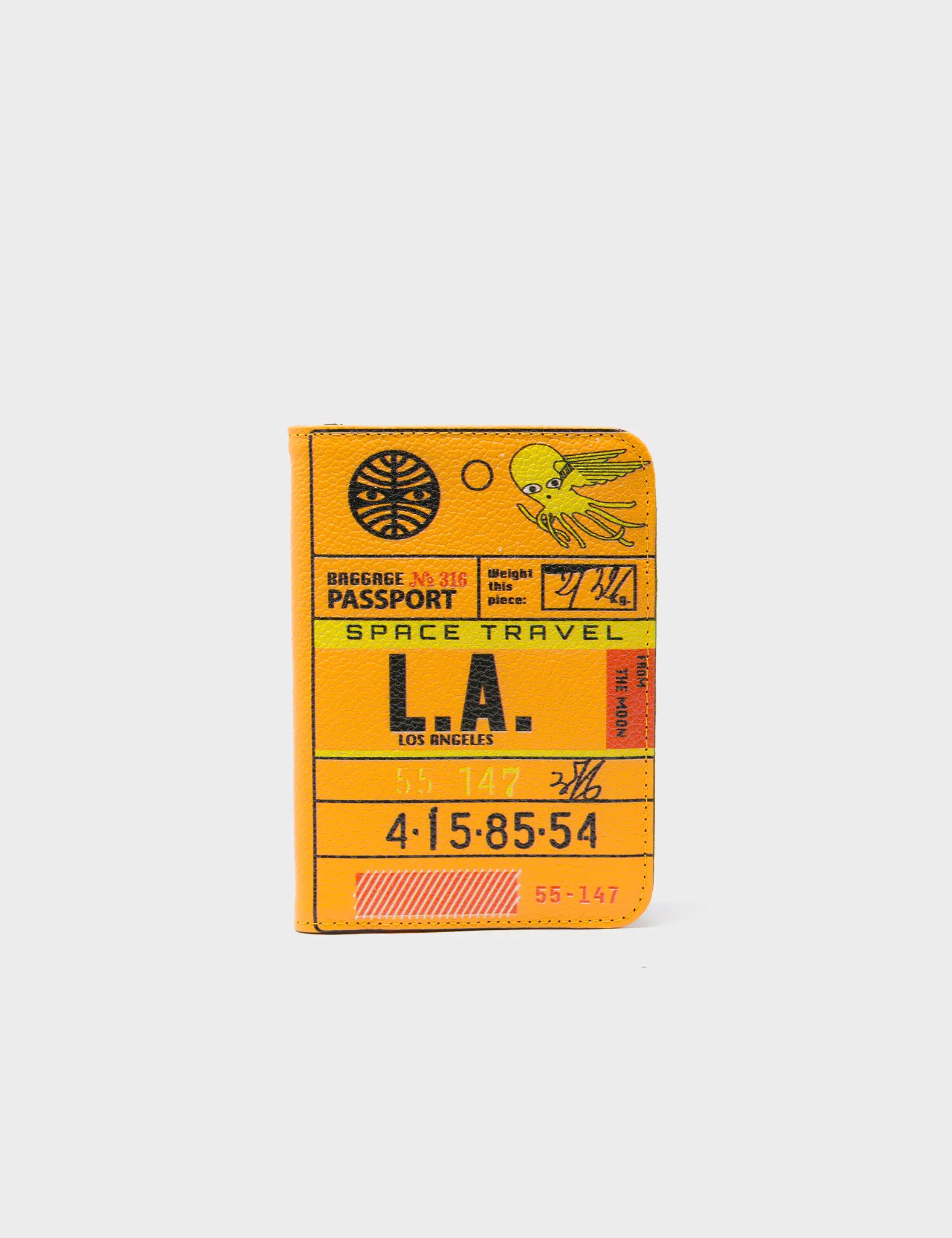 Frida Marigold Leather Passport Cover - Space Travel L.A. Print - Front
