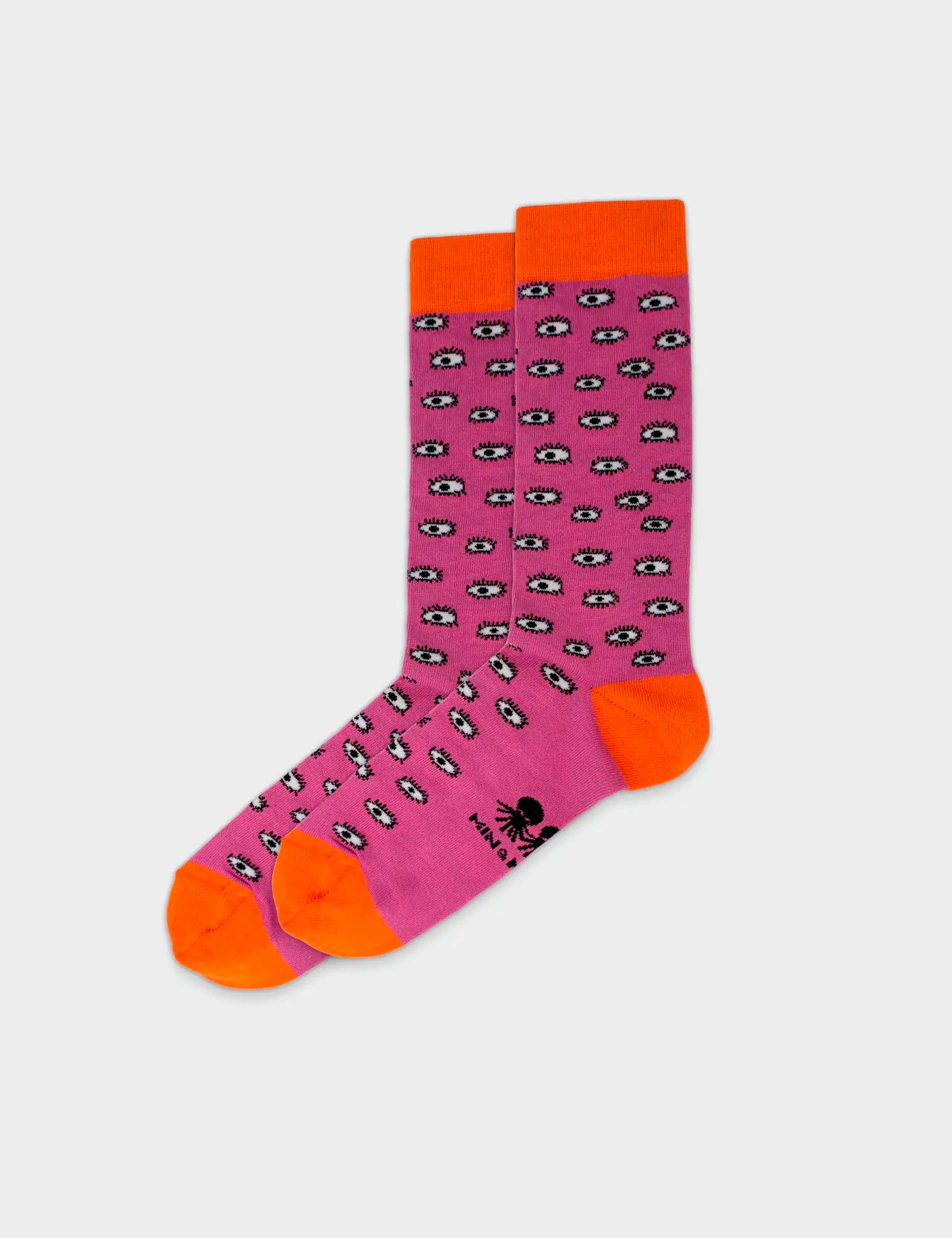 Fuchsia and Orange Socks - All Over Eyes Side View