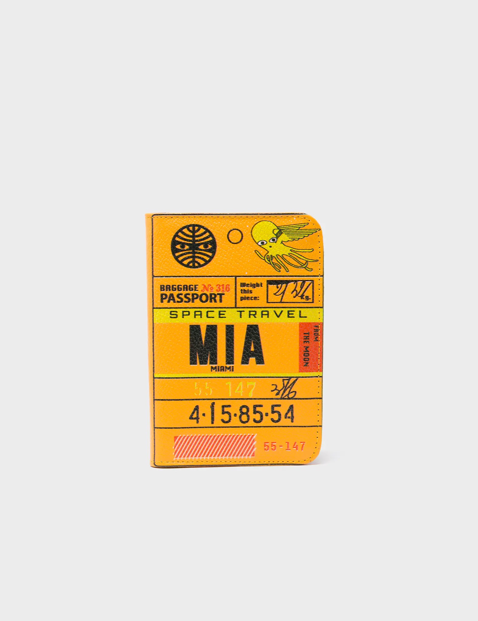 Frida Marigold Leather Passport Cover - Space Travel Miami Print - front