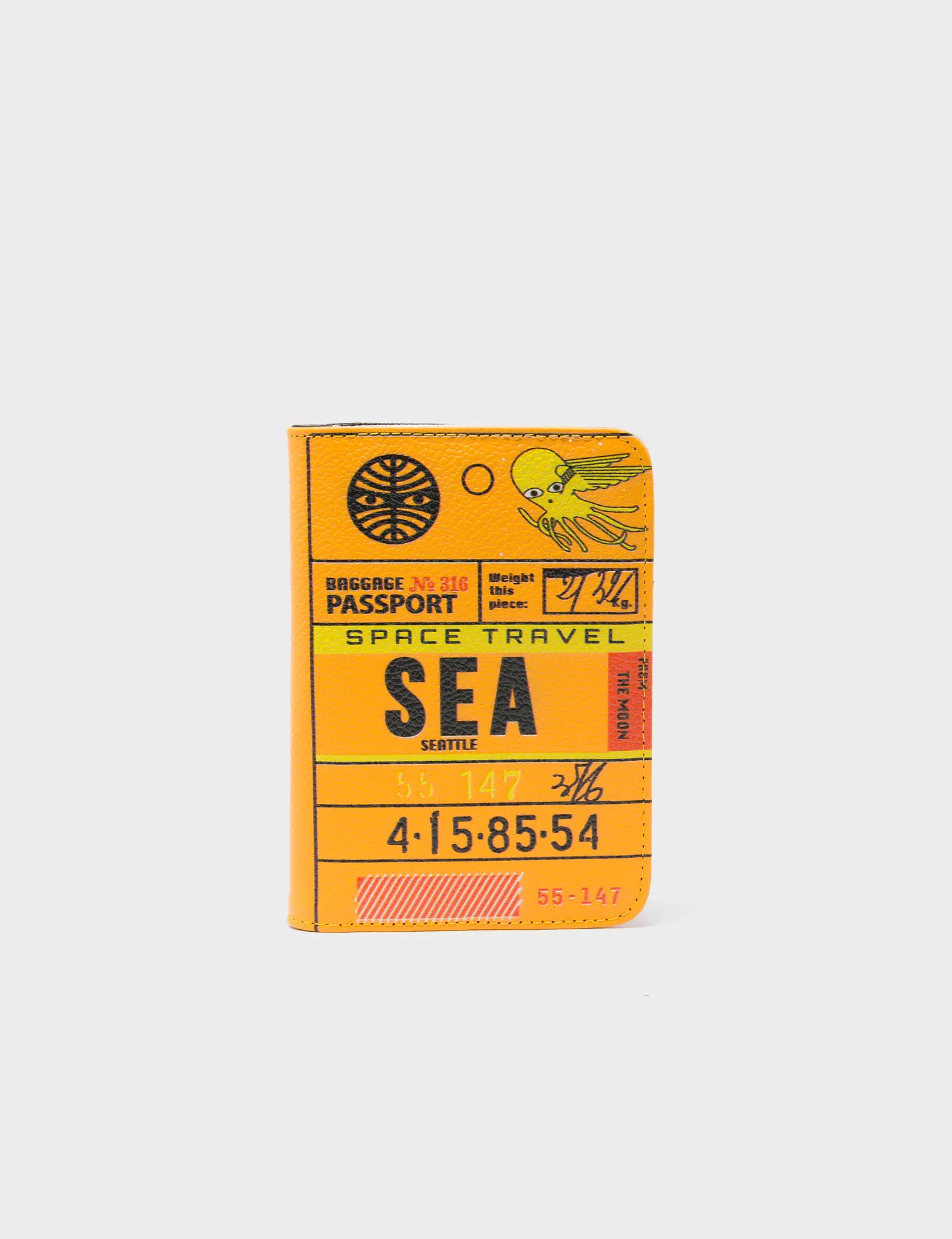 Frida Marigold Leather Passport Cover - Space Travel Seattle Print - Front