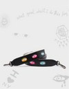 Detachable Black Leather Shoulder Strap - Colorful Eyes Embroidery