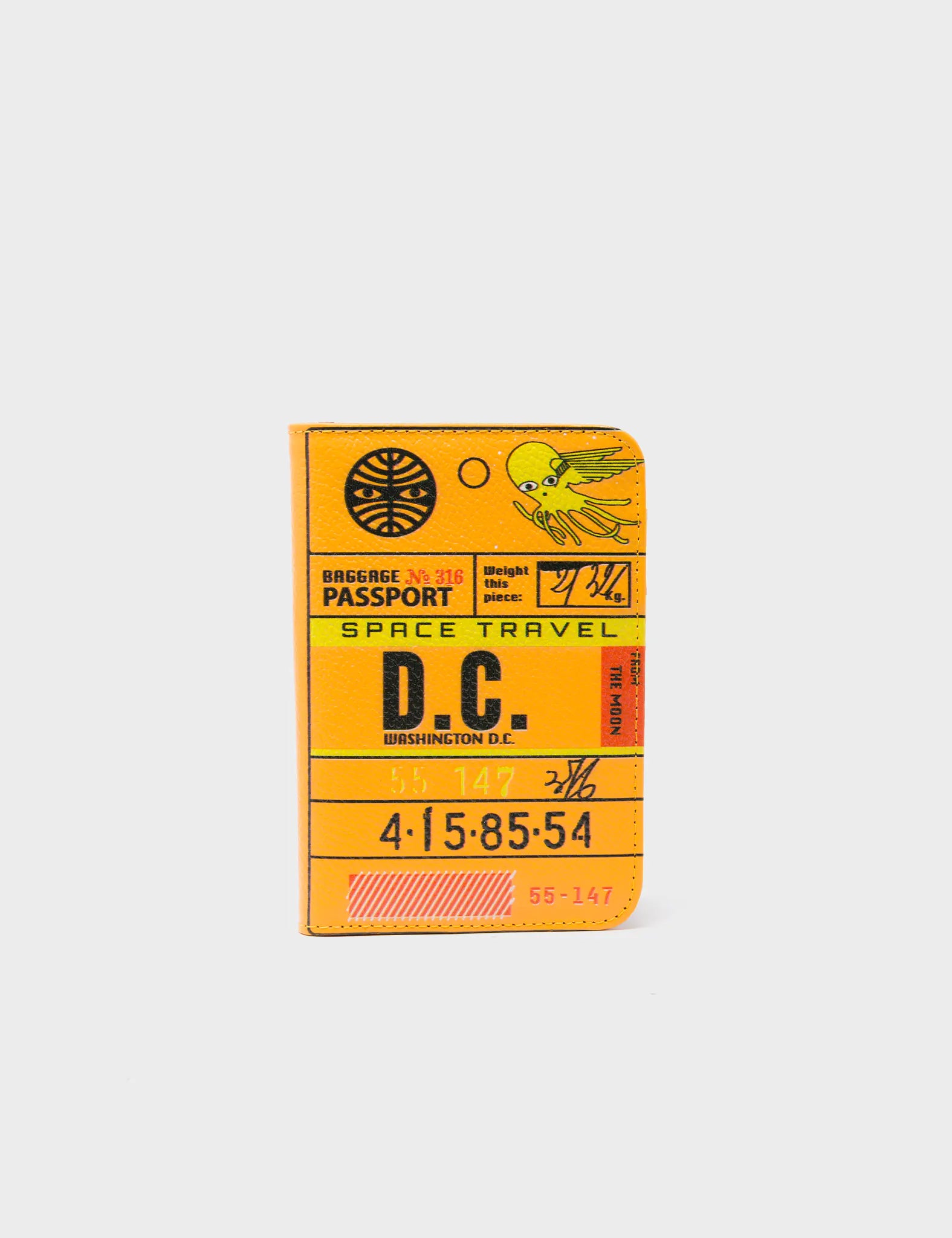 Frida Marigold Leather Passport Cover - Space Travel Washington D.C. Print - Front