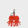 Octotwins Charm - Fiesta Red Leather Keychain - Front VIew