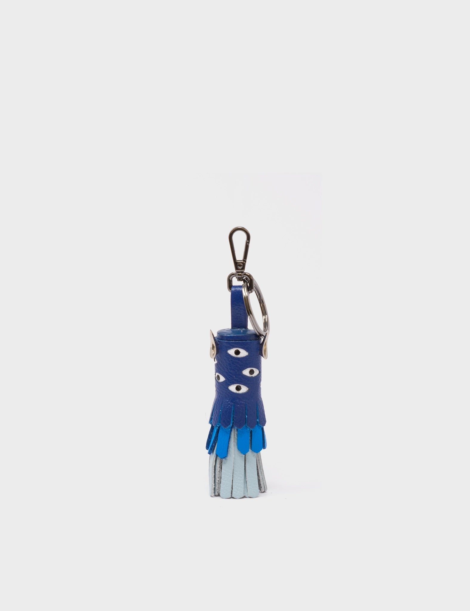 Oliver The Ox Charm - Royal Blue Leather Keychain - Front View