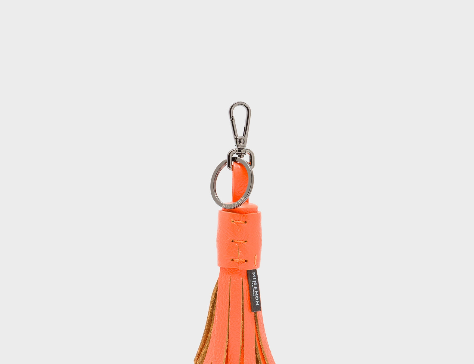 Callie Marie Hue Charm - Neon Orange Leather Keychain - Back