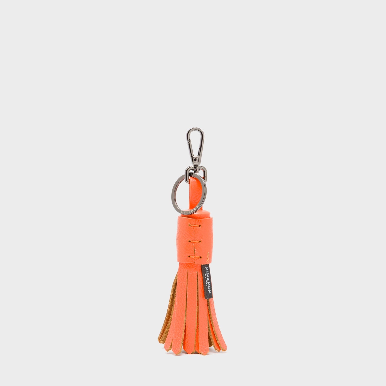 Callie Marie Hue Charm - Neon Orange Leather Keychain - Back