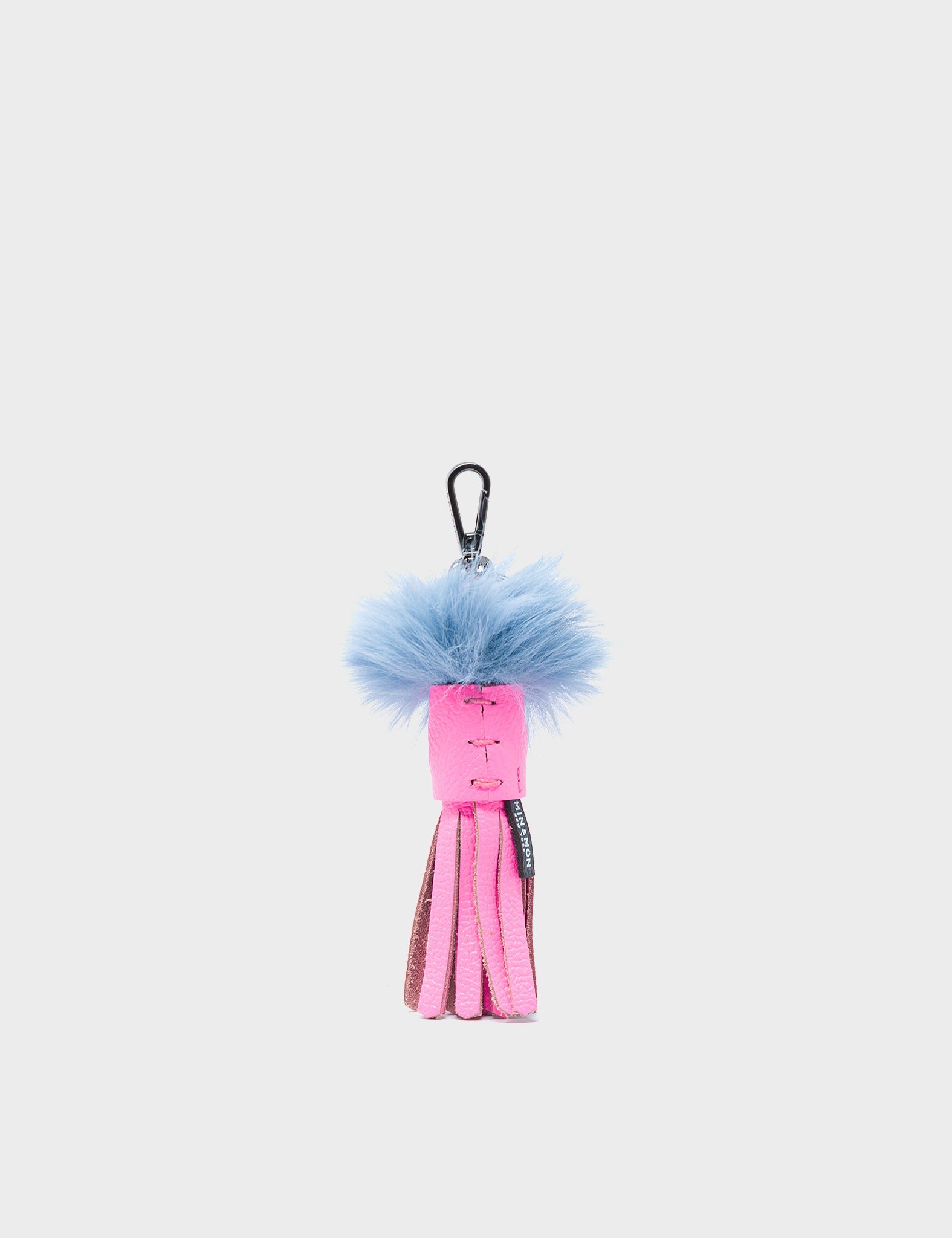 Callie Marie Mayne - Bubblegum Pink Leather and Blue Faux Fur - Back View