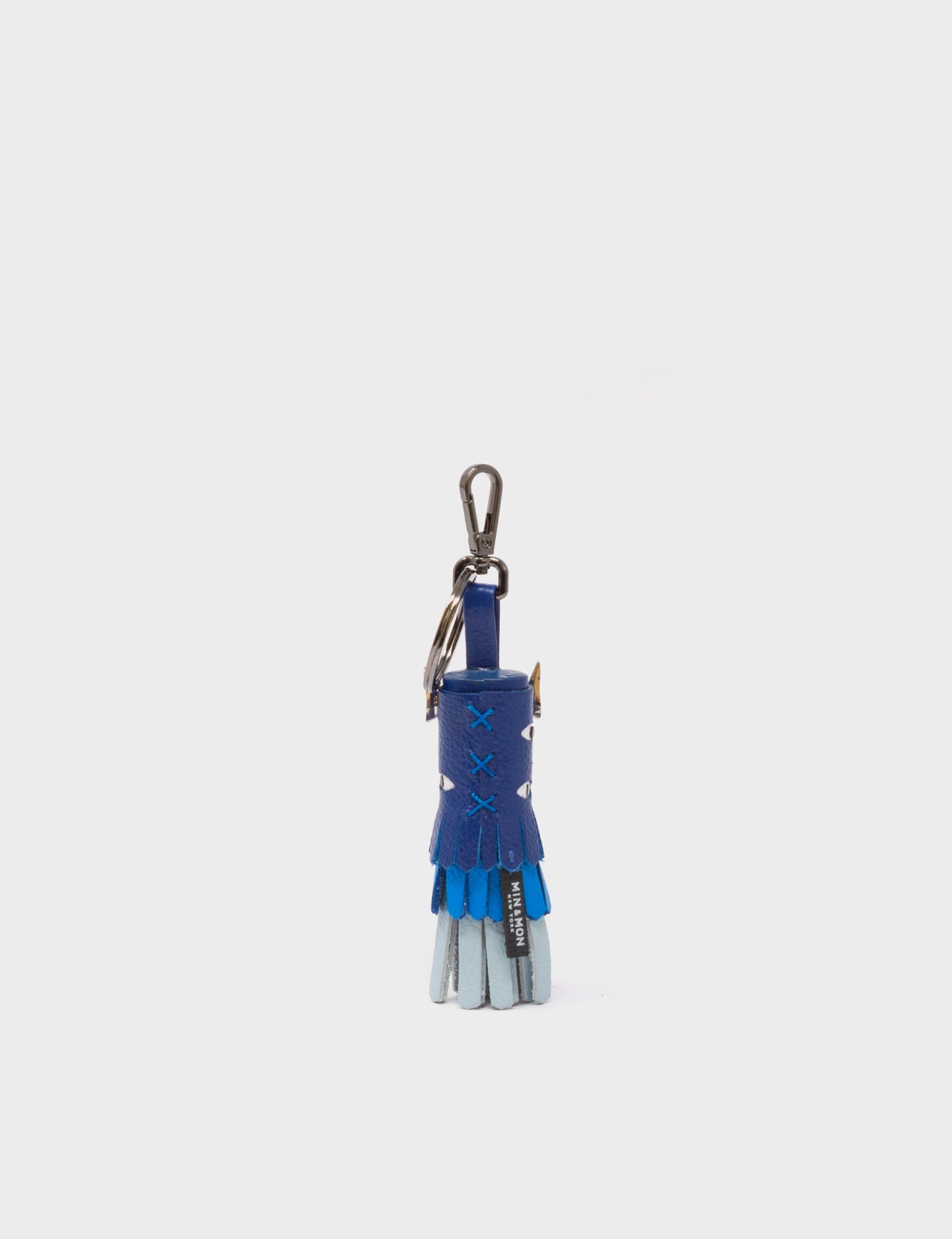 Oliver The Ox Charm - Royal Blue Leather Keychain - Back View