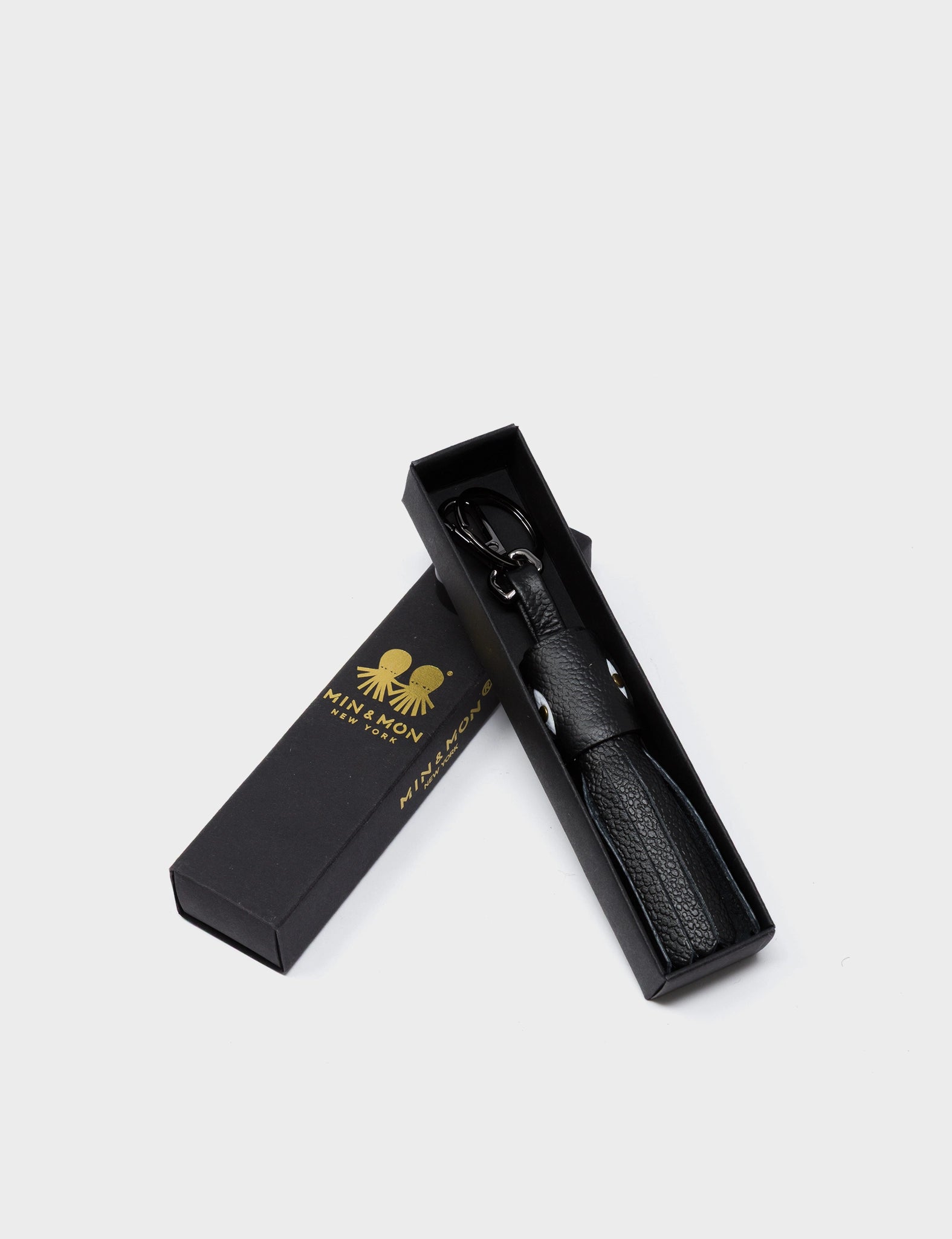 Callie Marie Hue Charm - Black Leather Keychain - Package