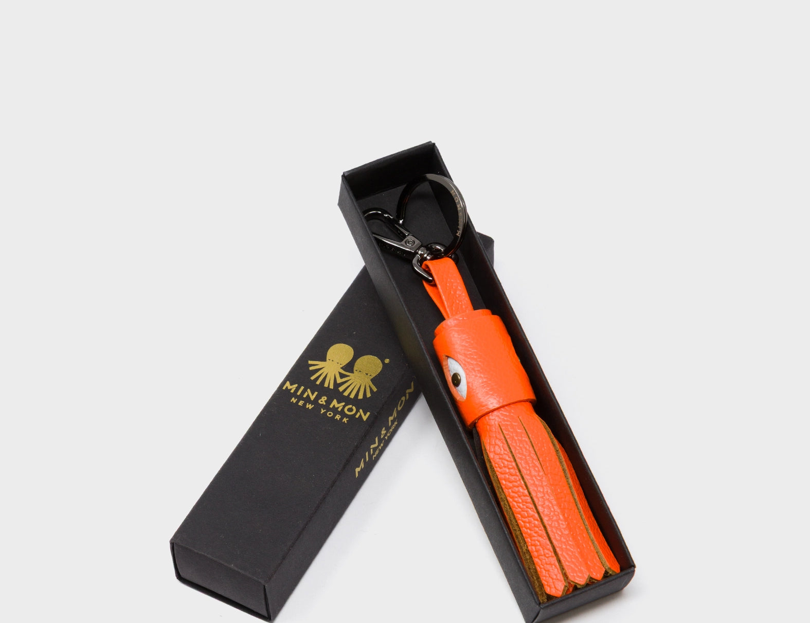 Callie Marie Hue Charm - Neon Orange Leather Keychain - Package