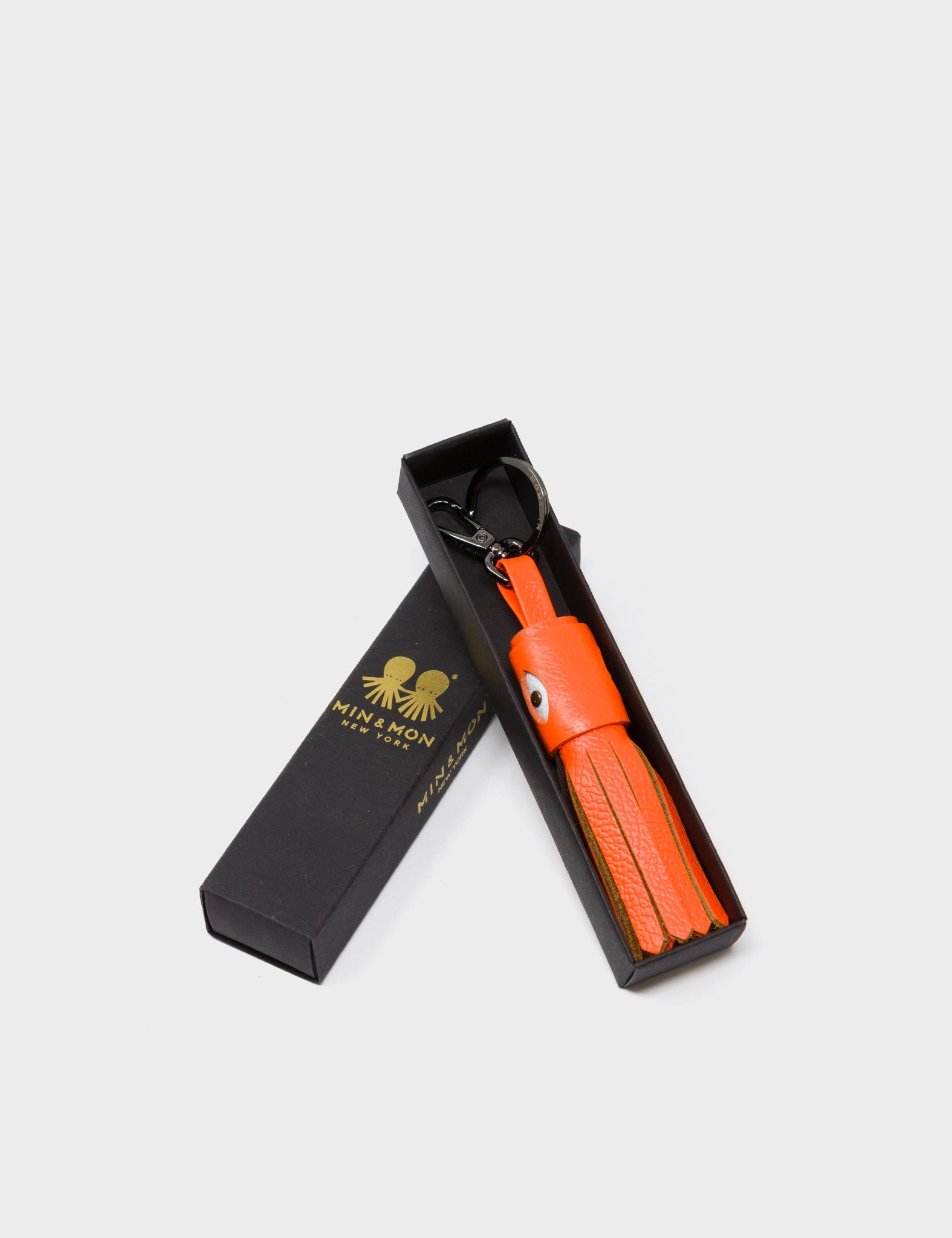 Callie Marie Hue Charm - Neon Orange Leather Keychain - Package