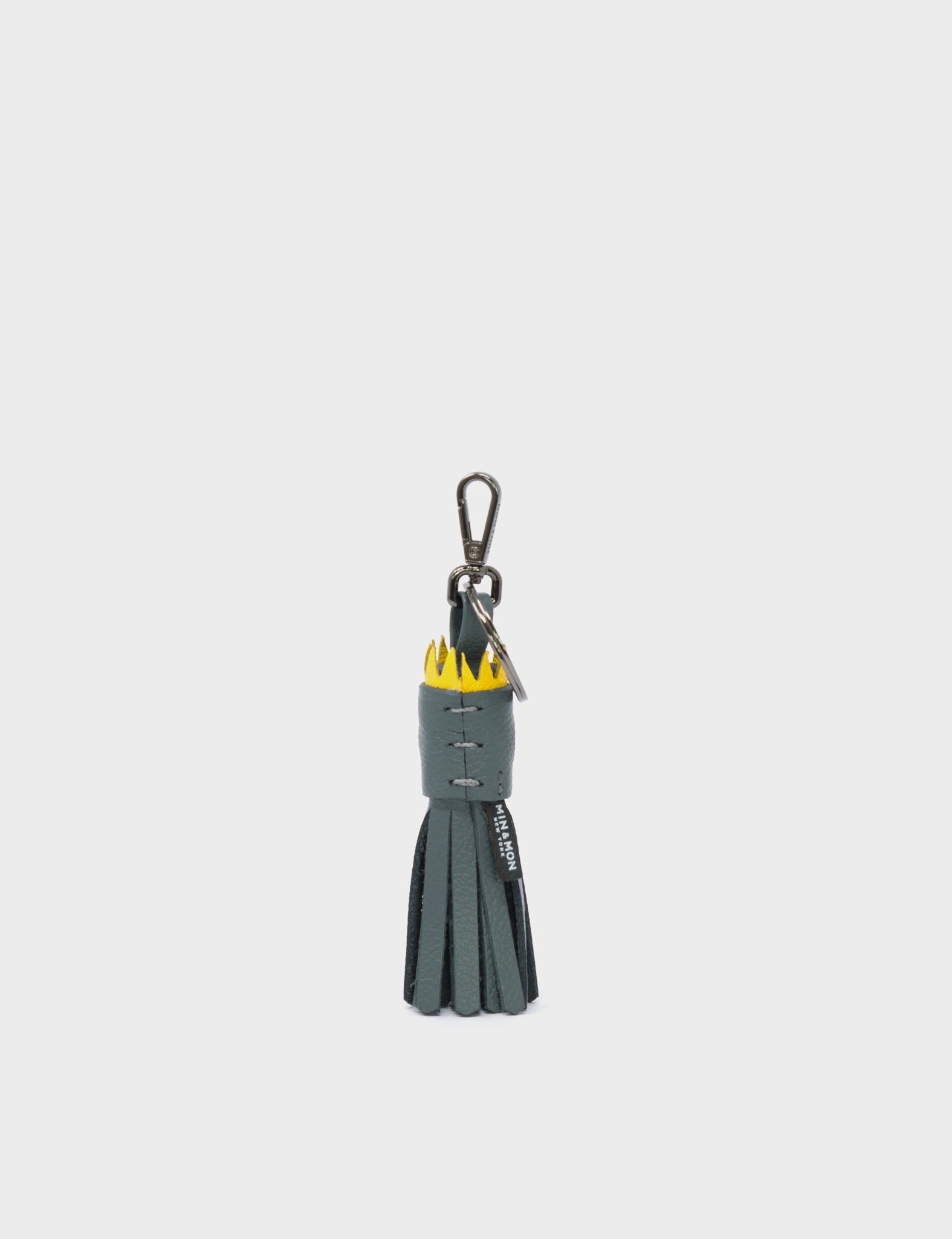 Queen Callie Marie Charm - Stormy Gray Leather Keychain - Back View