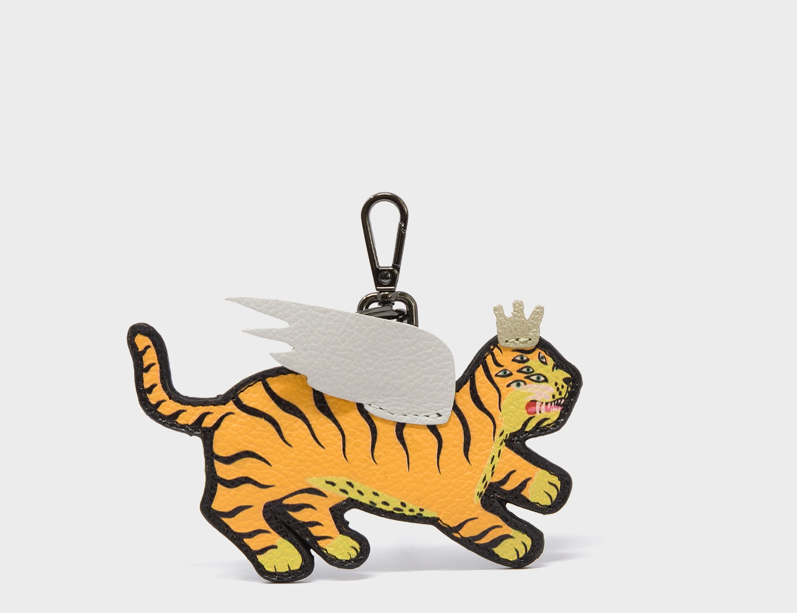 Theo the Tiger - Yellow Leather Keychain - Front View