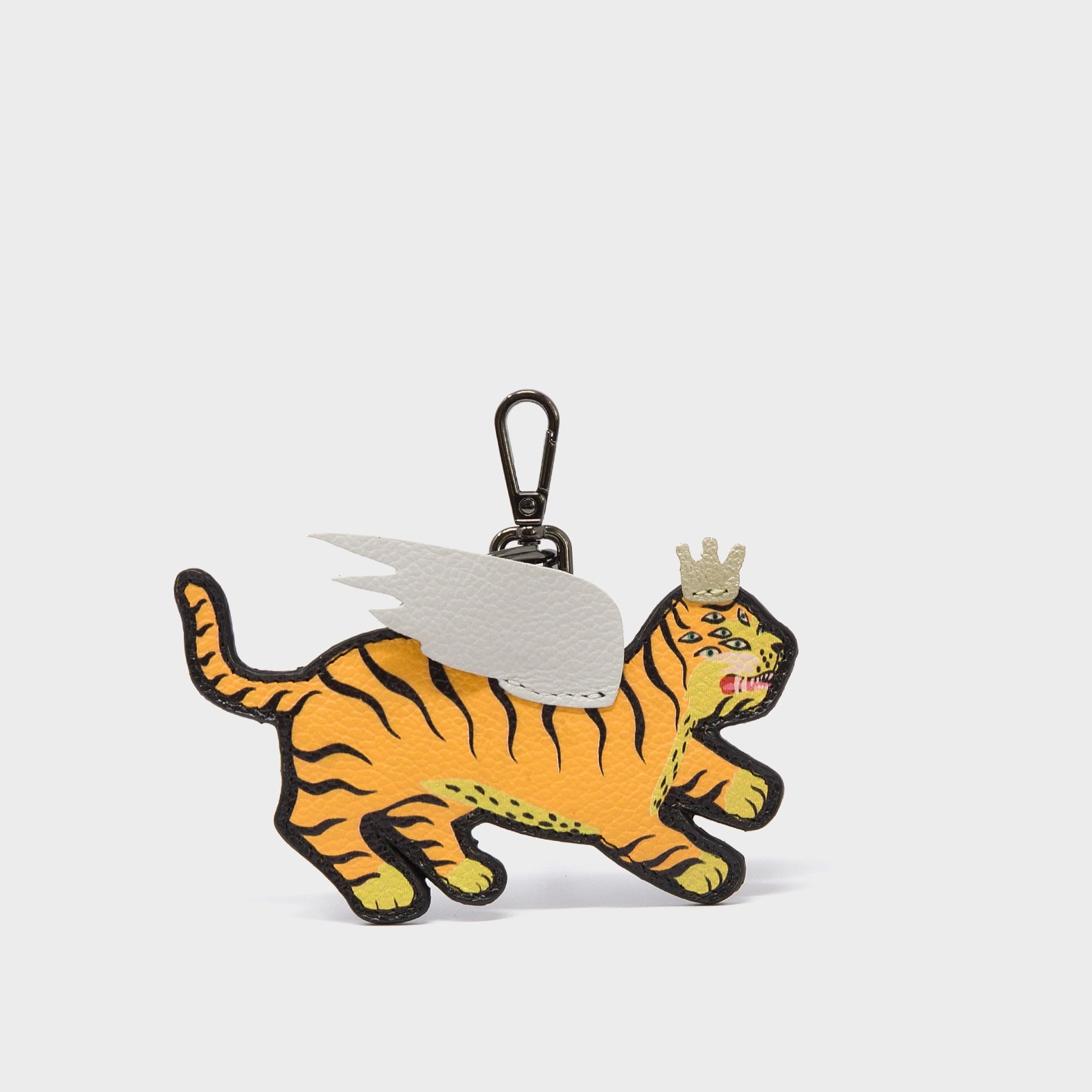 Theo the Tiger - Yellow Leather Keychain - Front View