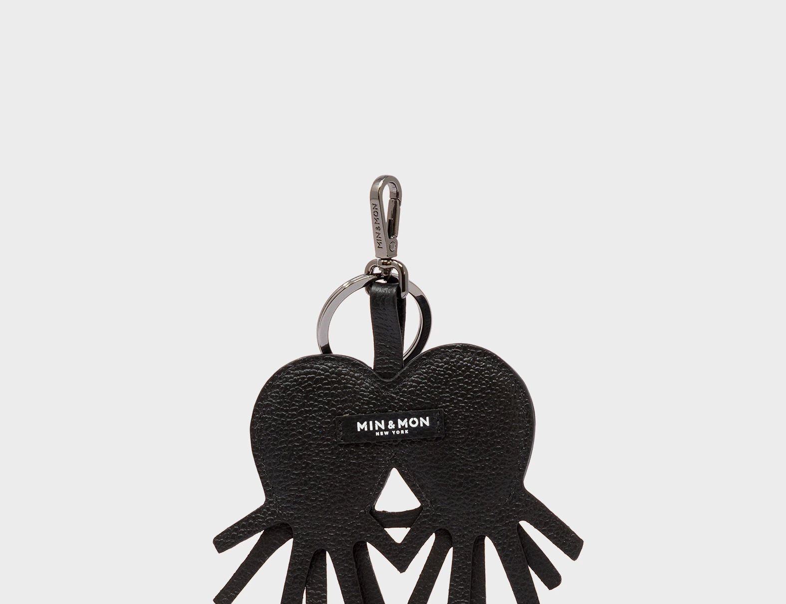 Octotwins Charm - Black Leather Keychain - Back View