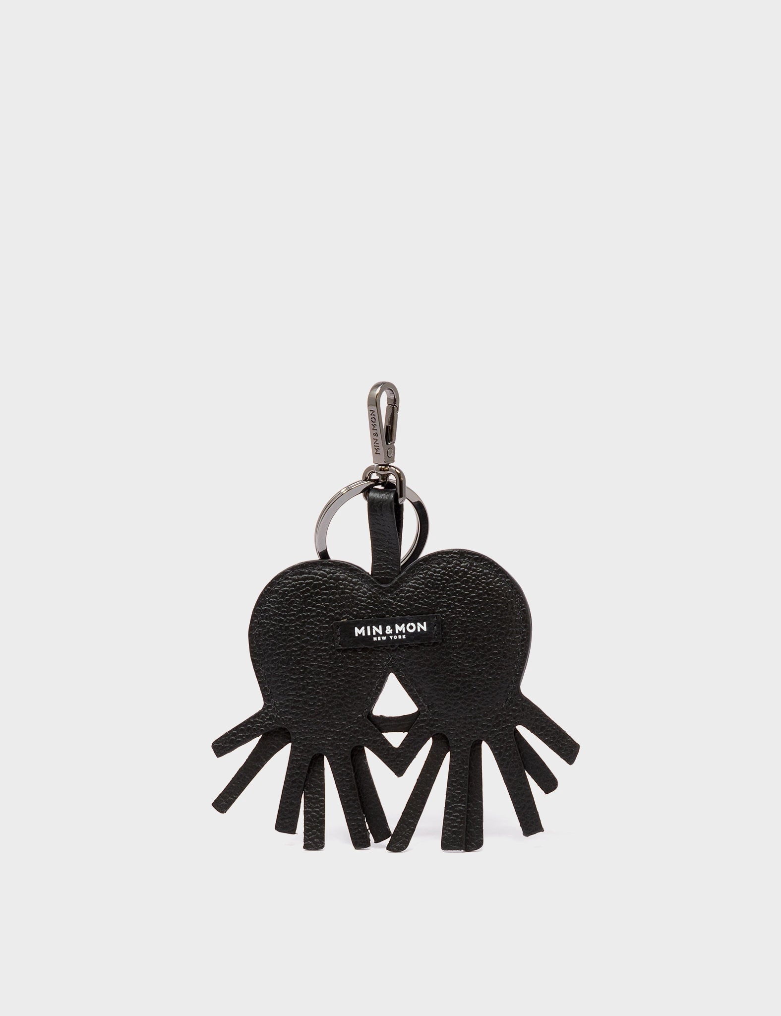 Octotwins Charm - Black Leather Keychain - Back View