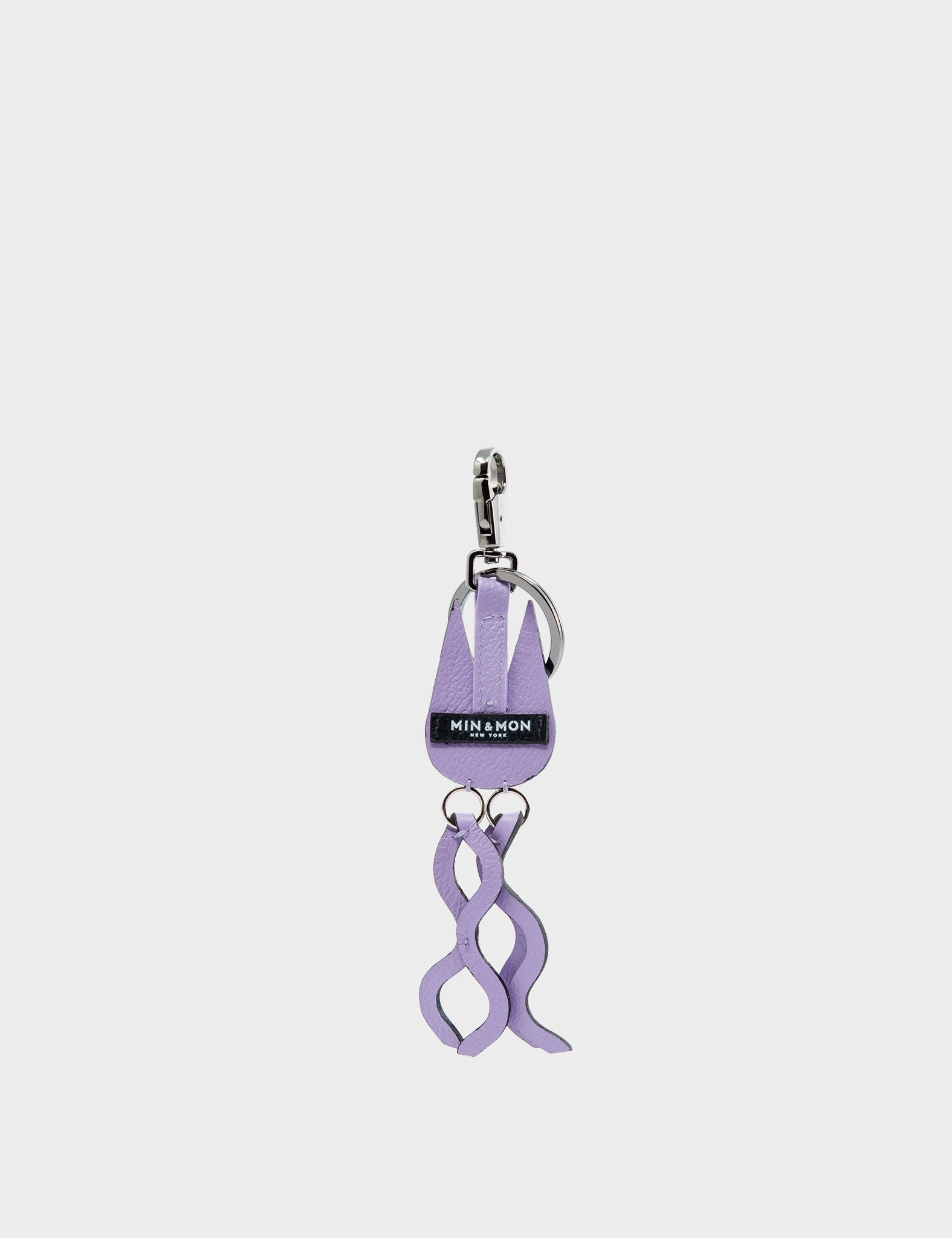 Cosmic Cat Charm - Lavender Leather Keychain - Back View