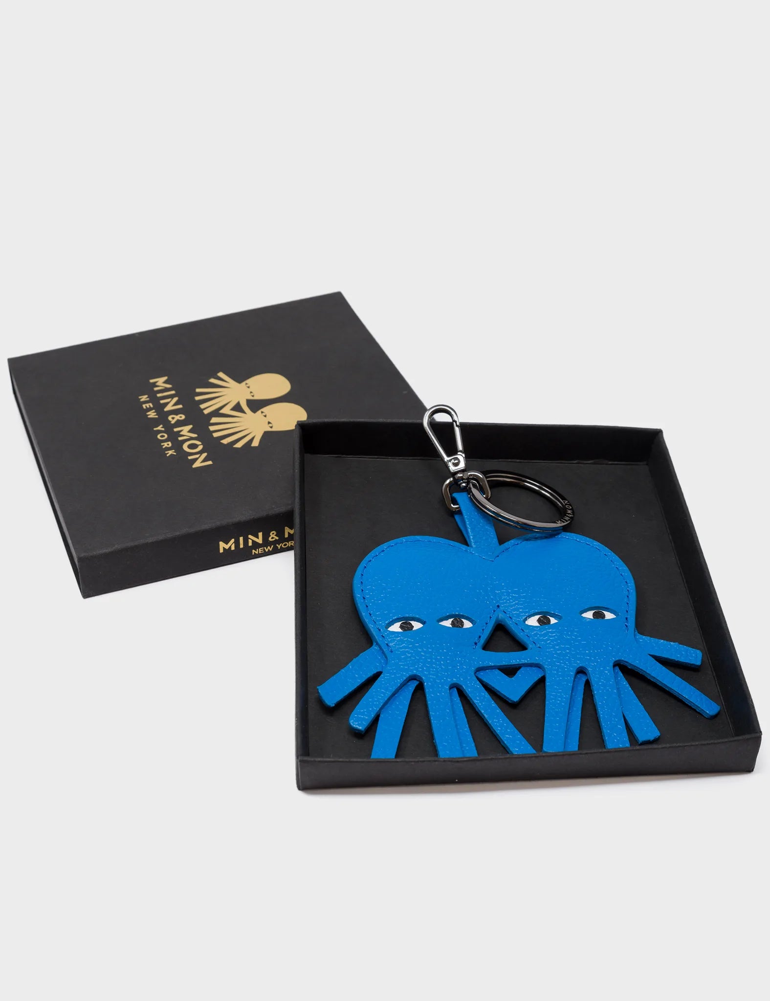 Octotwins Charm - Ibiza Blue Leather Keychain - Packaging View