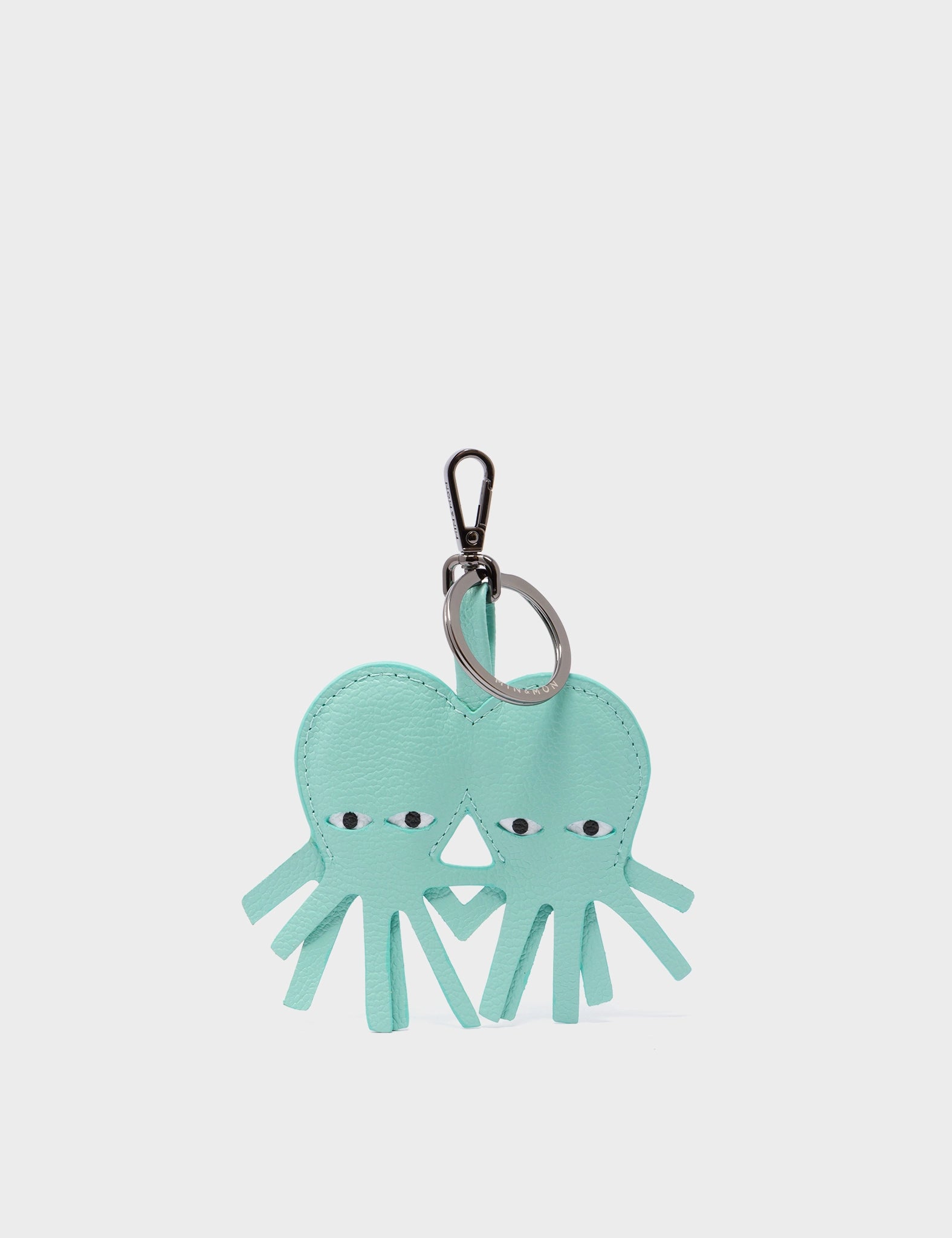 Octotwins Charm - Oceanic Green Leather Keychain - Front View