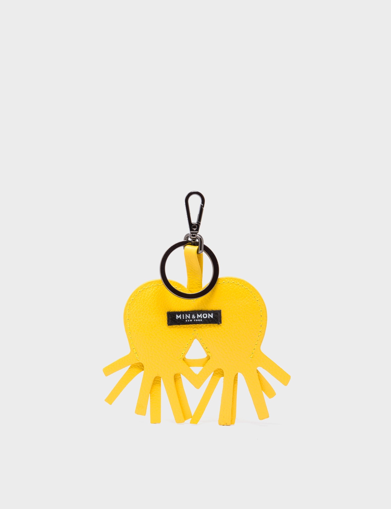 Octotwins Charm - Balloon Yellow Leather Keychain - Back View