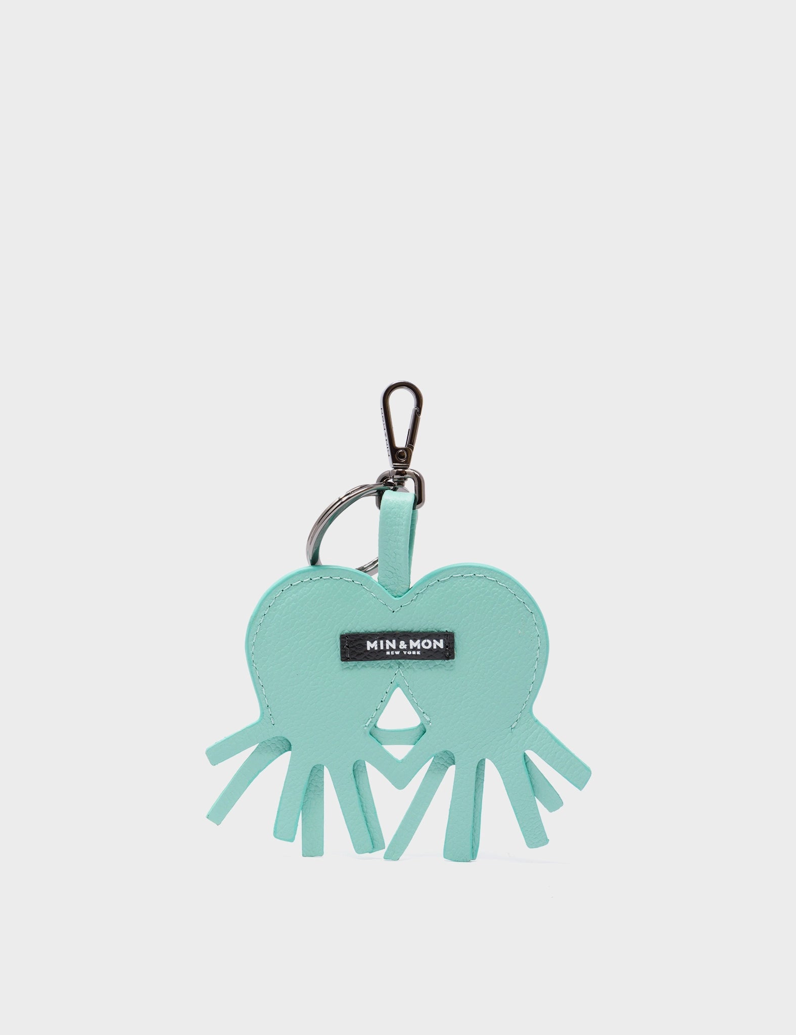 Octotwins Charm - Oceanic Green Leather Keychain - Back View