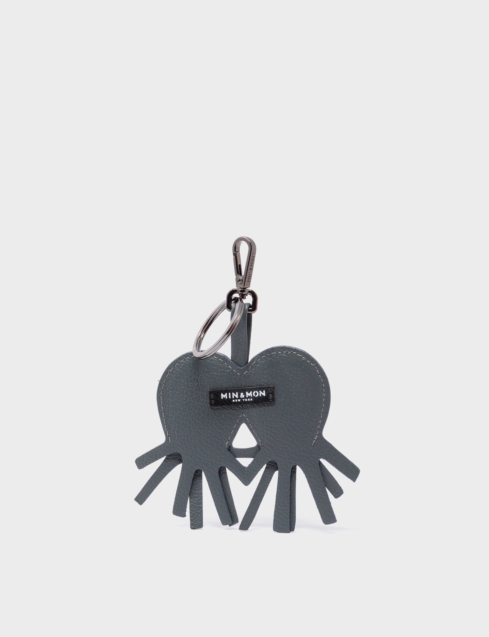 Octotwins Charm - Stormy Gray Leather Keychain - Back View