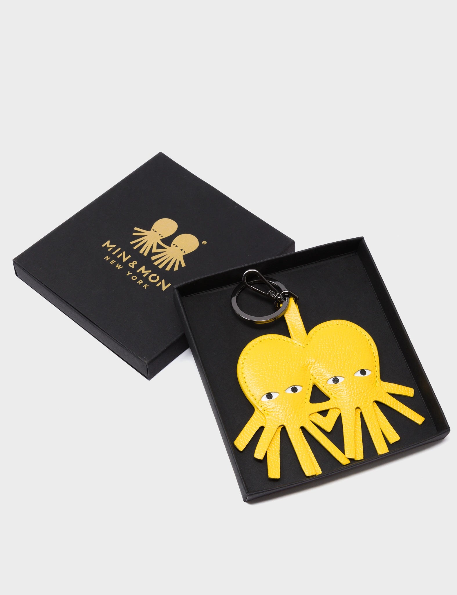 Octotwins Charm - Balloon Yellow Leather Keychain - Packaging View