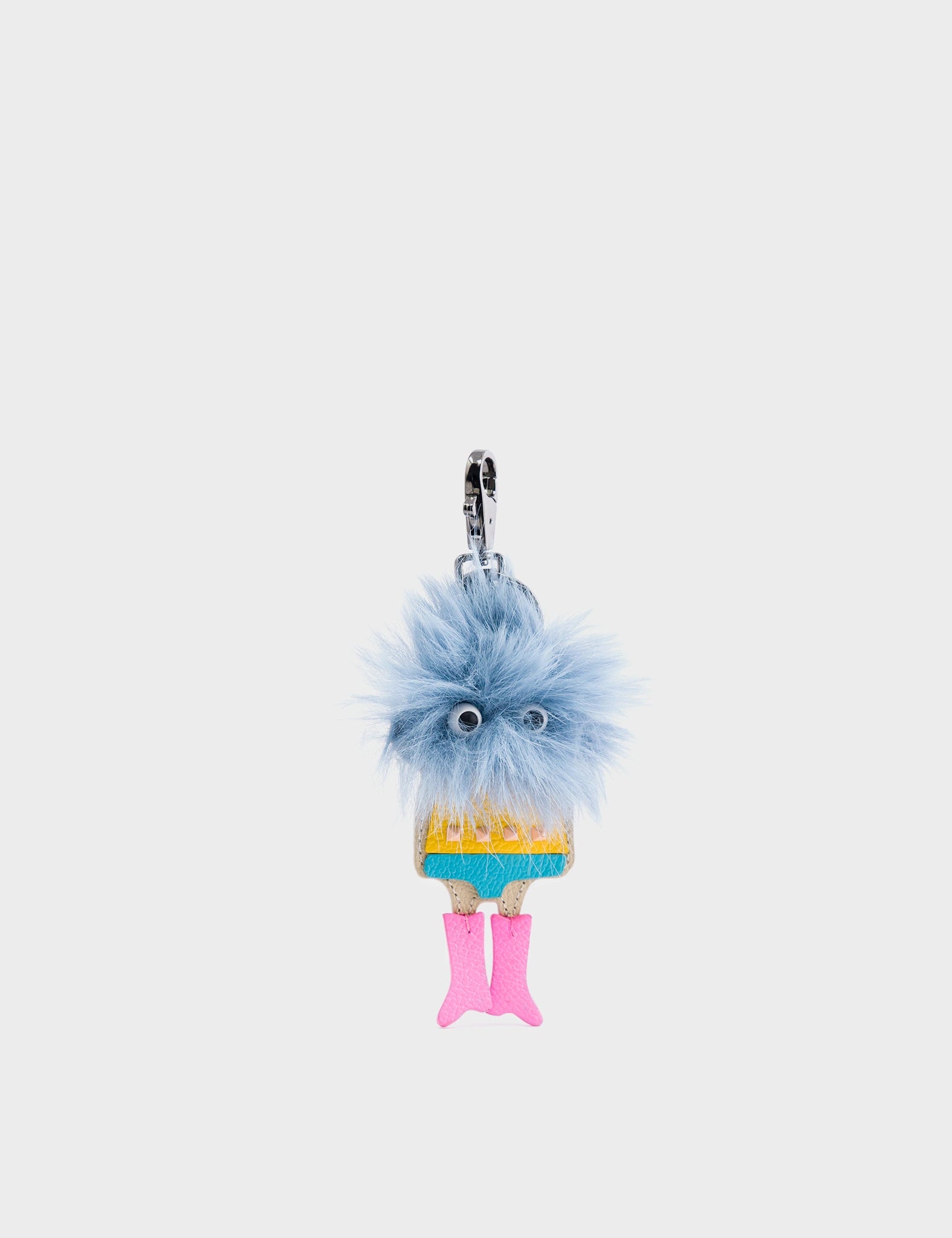 Monster Charm - Cameo Blue Fake Fur and Bubblegum Pink Leather Boots - Front View