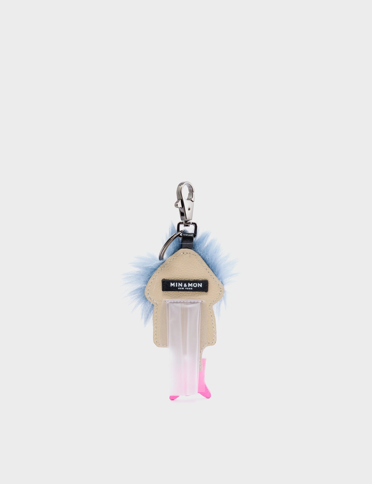 Monster Charm - Cameo Blue Fake Fur and Bubblegum Pink Leather Boots - Back View