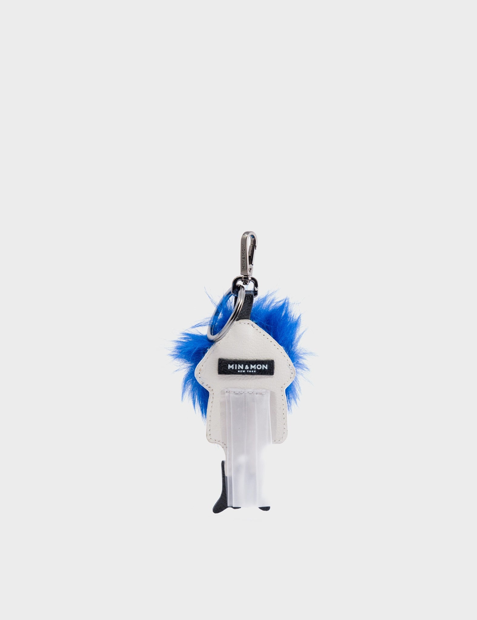 Monster Charm - Blue Fake Fur and Black Leather Boots - Back View