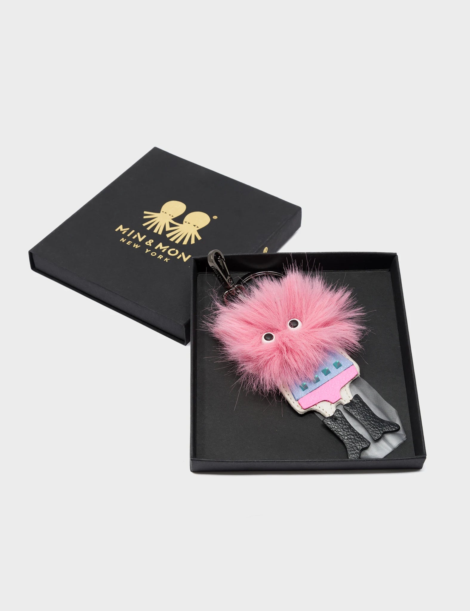 Monster Charm - Pink Fake Fur and Black Leather Boots - Packaging View