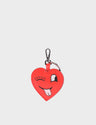 Hearty Smile Charm - Fiesta Red Leather Keychain - Front View