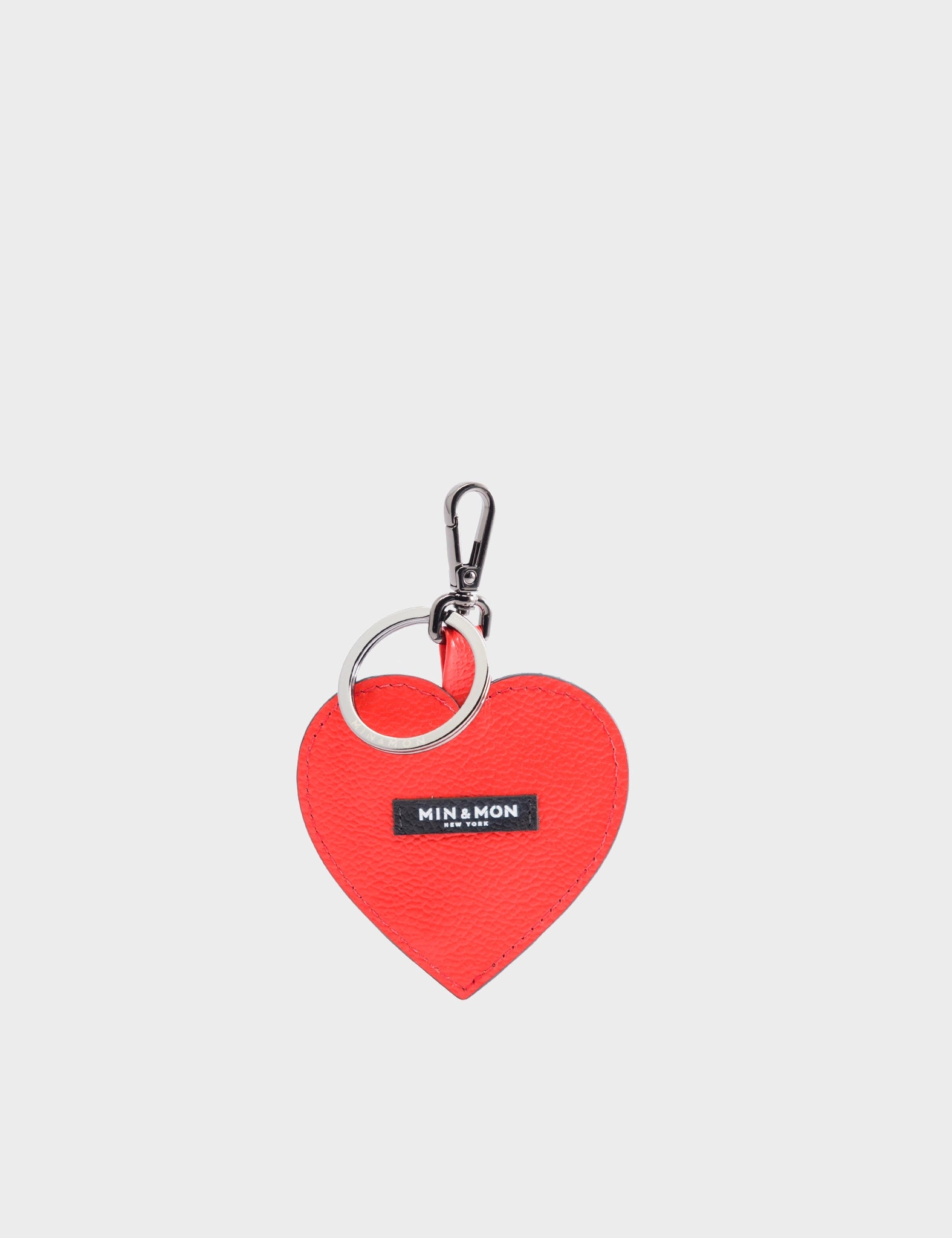 Hearty Smile Charm - Fiesta Red Leather Keychain - Back View