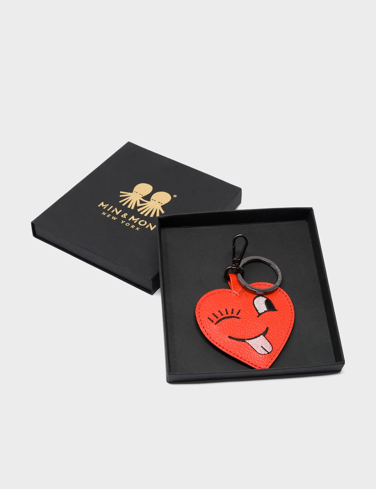 Hearty Smile Charm - Fiesta Red Leather Keychain - Packaging View