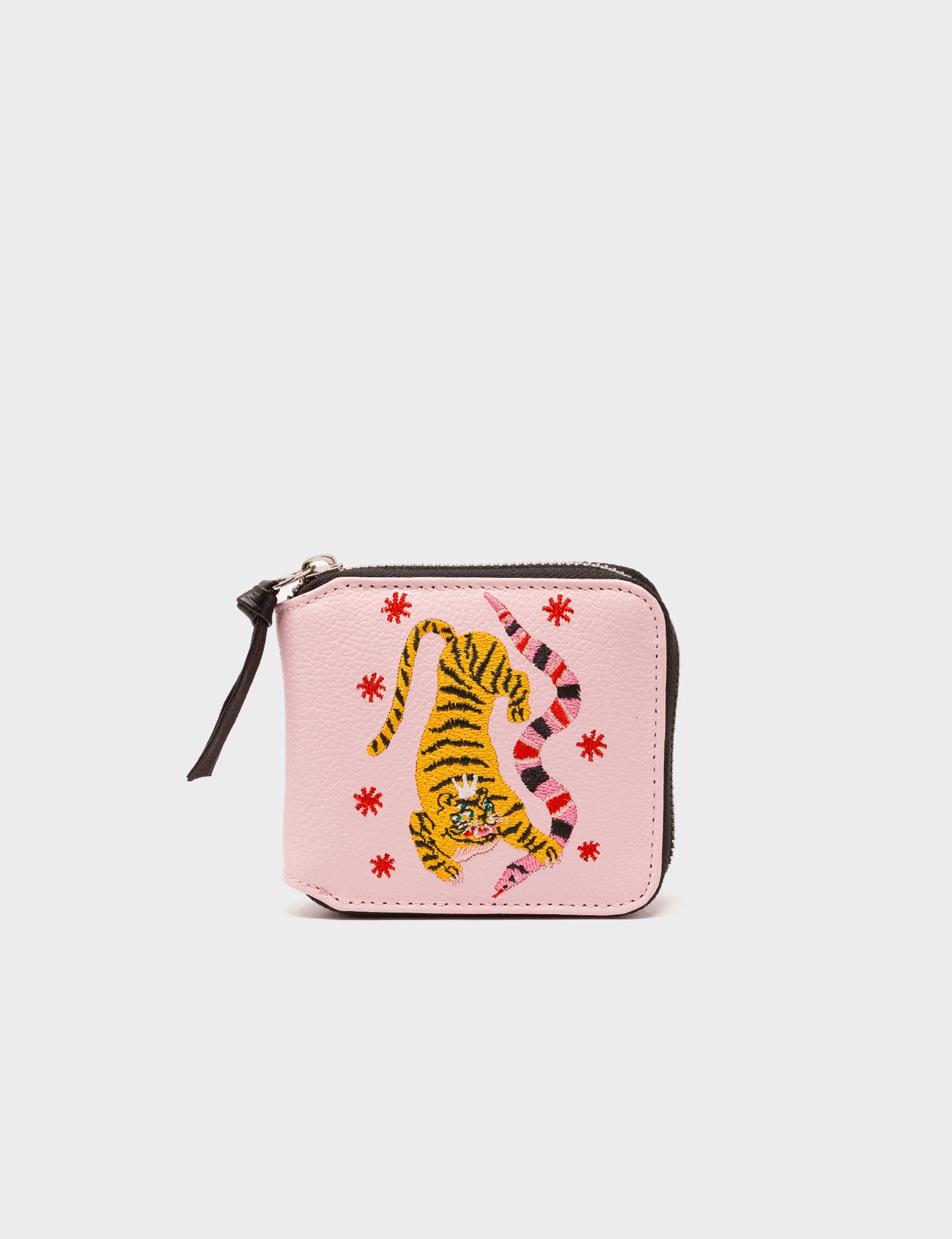 Fedor Parfait Pink Leather Wallet - Creatures of the Future Print - Front