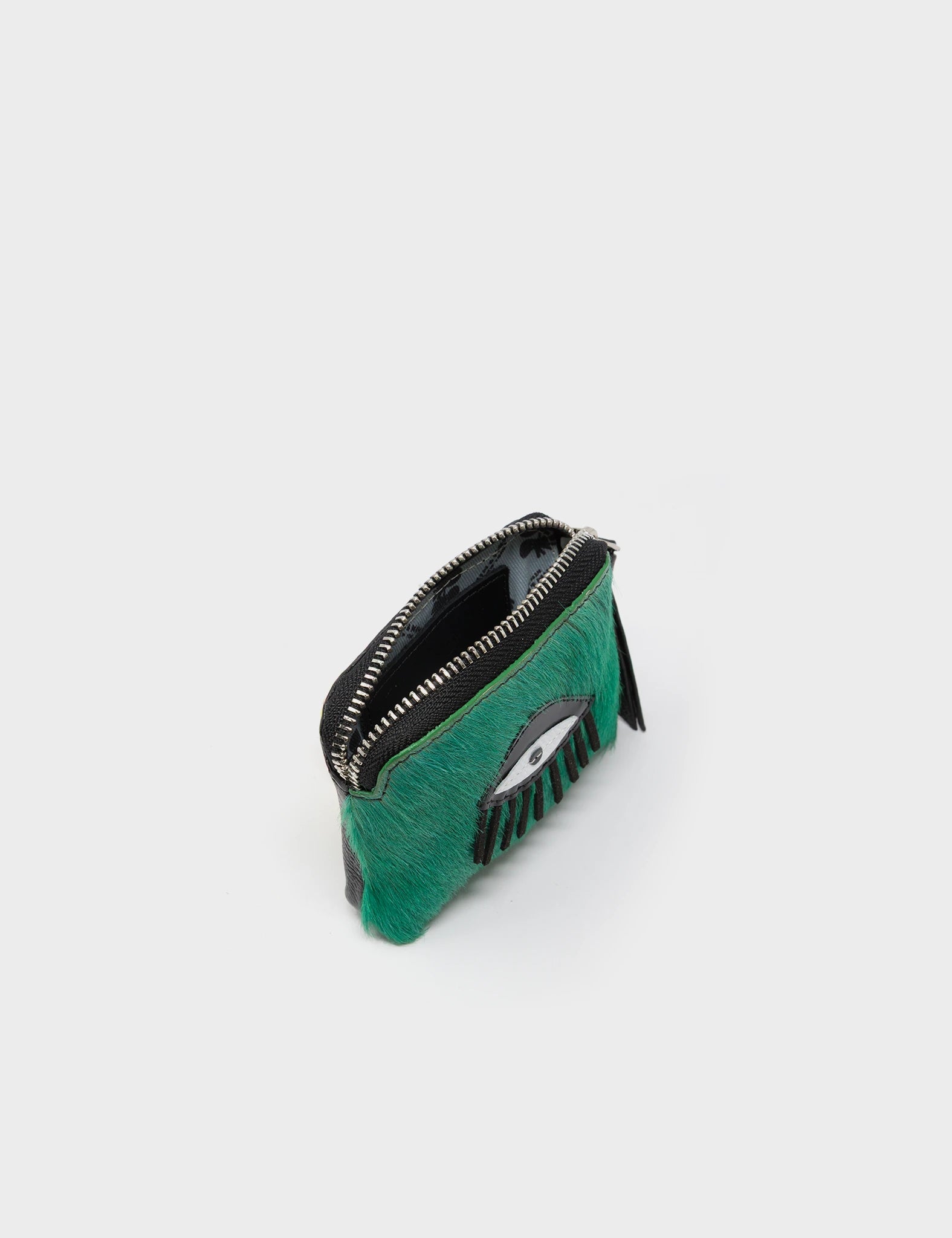Fidencio Deep Green Coin Pouch - Classic Eye Applique - Open