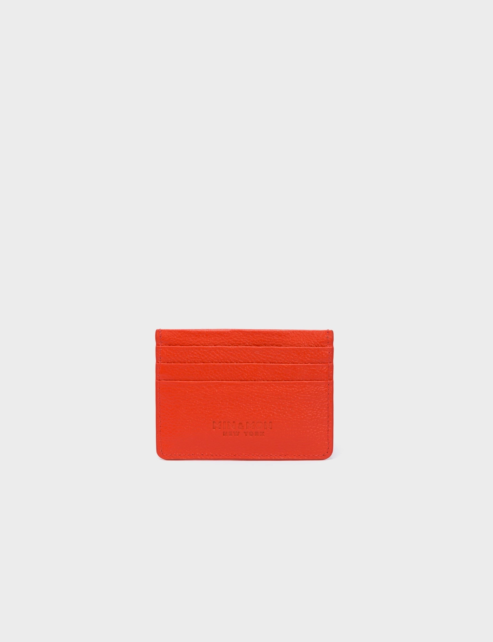 Filium Fire Red Leather Cardholder - Eyes Engraved - Back View