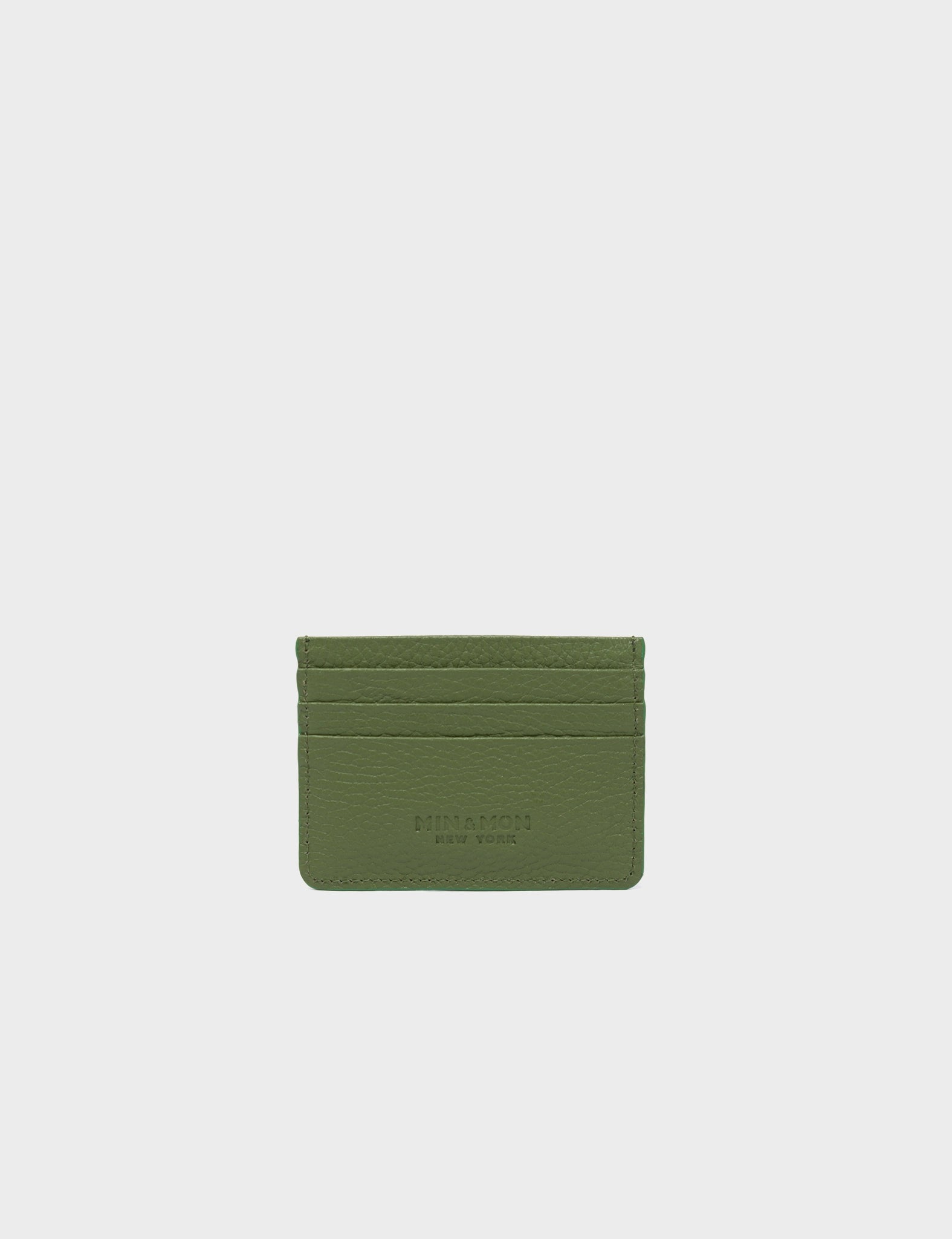 Filium Moss Green Leather Cardholder - Eyes Engraved - Back View