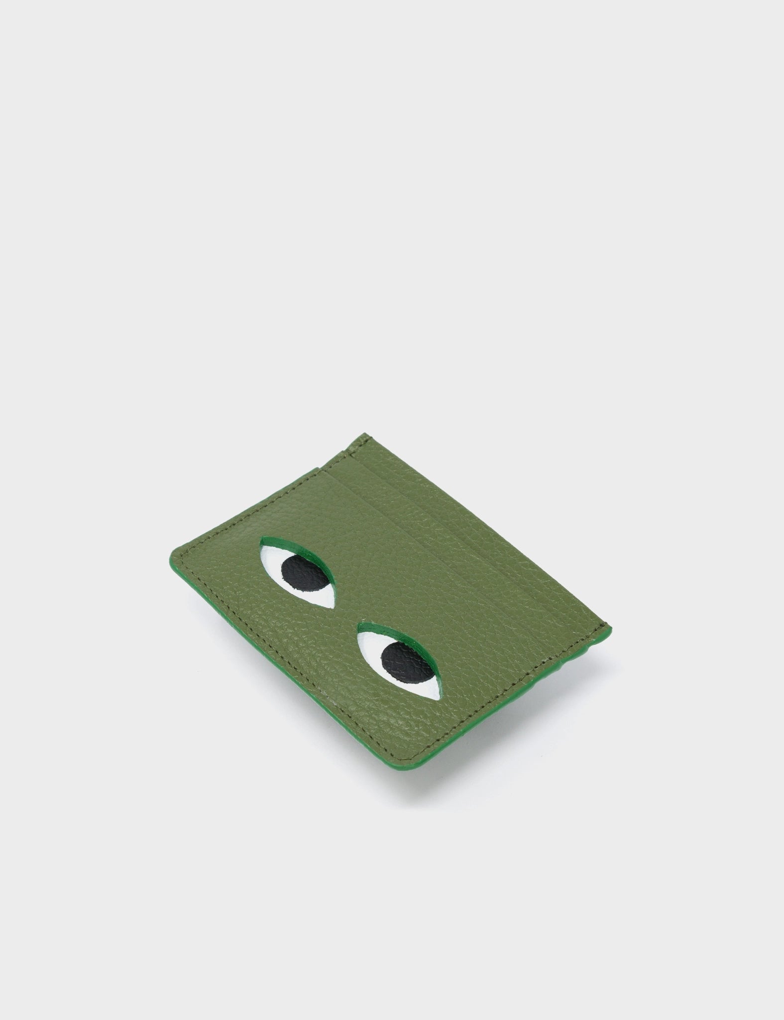 Filium Moss Green Leather Cardholder - Eyes Engraved - Detail View